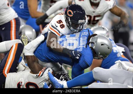 Detroit Lions running back LeGarrette Blount (29) carries th ball for  yardage during the second half of an NFL football game against the  Minnesota Vikings in Detroit, Michigan USA, on Sunday, December