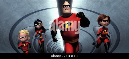 THE INCREDIBLES, DASH, VIOLET PARR, MR. INCREDIBLE, ELASTIGIRL, 2004 Stock Photo