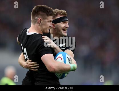 Italy v New Zealand All Blacks - Rugby Cattolica Test Match New Zealands Jordie Barrett and New Zealands Damian McKenzie at Olimpico Stadium in Rome, Italy on November 24, 2018 (Photo by Matteo Ciambelli/NurPhoto)  Stock Photo
