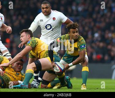 London, UK, 24 November, 2018 Australia's Will Genia making his 100 caps during Quilter International between England and Australia at Twickenham stadium , London, England on 24 Nov 2018. (Photo by Action Foto Sport/NurPhoto)  Stock Photo