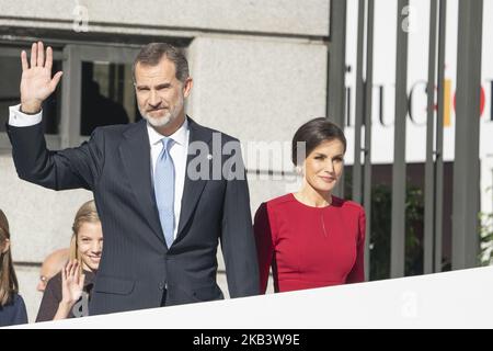 Spain's King Felipe and Spain's Queen Letizia attend a celebration marking 40 years of democracy in Spain at the Spanish Congress on December 6, 2018 in Madrid, Spain (Photo by Oscar Gonzalez/NurPhoto) Stock Photo
