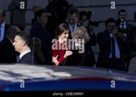 Queen Letizia Ortiz of Spain and Former Queen Sofia of Spain attends to 40 Anniversary of Spanish Constitution at Congreso de los Diputados in Madrid, Spain. December 06, 2018. (Photo by A. Ware/NurPhoto) Stock Photo