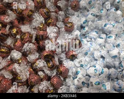 Assorted premium Lindt chocolates on display at the Lindt & Sprungli chocolate shop during the Christmas holidays in Toronto, Ontario, Canada on December 5, 2018. (Photo by Creative Touch Imaging Ltd./NurPhoto) Stock Photo