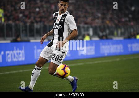 Juventus defender Joao Cancelo (20) in action during the Serie A football match n.15 JUVENTUS - INTER on 07/12/2018 at the Allianz Stadium in Turin, Italy. (Photo by Matteo Bottanelli/NurPhoto) Stock Photo