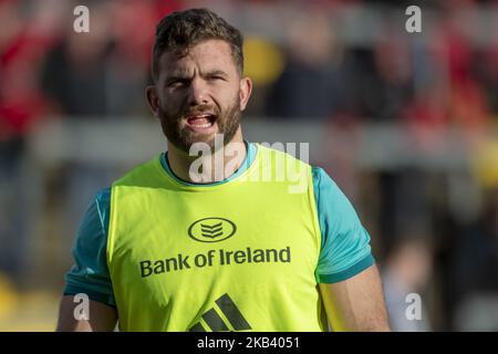 Jaco Taute of Munster during the Heineken Champions Cup Round 3 match between Munster Rugby and Castres Qlympique at Thomond Park Stadium in Limerick, Ireland on December 9, 2018.(Photo by Andrew Surma/NurPhoto) Stock Photo