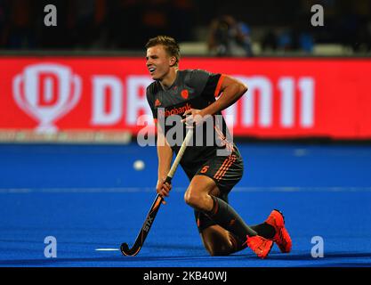 Netherlands player Thijs van Dam reacts during the field hockey cross-over match between Canada and Netherland at the 2018 Hockey World Cup in Bhubaneswar on December 11, 2018. (Photo by STR/NurPhoto) Stock Photo