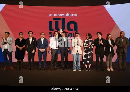 A members Future Forward Party's on stage during a announced policy visions in Bangkok, Thailand, 16 December 2018. The Thai junta lifted the political activity ban on 11 December 2018, a head of the 2019 general elections. (Photo by Anusak Laowilas/NurPhoto) Stock Photo