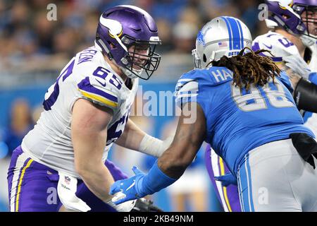 Minnesota Vikings defensive tackle Harrison Phillips (97) stands over the  football during a NFL football game against the Miami Dolphins, Sunday, Oct. 16, 2022 in Miami Gardens, Fla. (AP Photo/Alex Menendez Stock Photo 