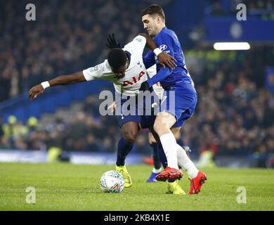 L-R Tottenham Hotspur's Serge Aurier and Chelsea's Mateo Kovacic during during Carabao Cup Semi- Final 2nd Leg between Chelsea and Tottenham Hotspur at Stanford Bridge stadium , London, England on 24 Jan 2019 (Photo by Action Foto Sport/NurPhoto)  Stock Photo