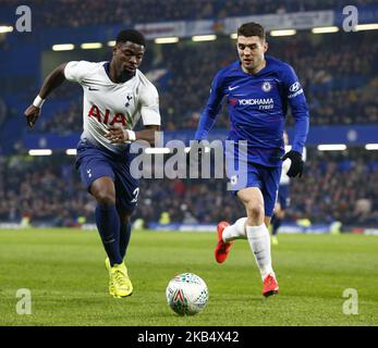 L-R Tottenham Hotspur's Serge Aurier and Chelsea's Mateo Kovacic during during Carabao Cup Semi- Final 2nd Leg between Chelsea and Tottenham Hotspur at Stanford Bridge stadium , London, England on 24 Jan 2019 (Photo by Action Foto Sport/NurPhoto)  Stock Photo