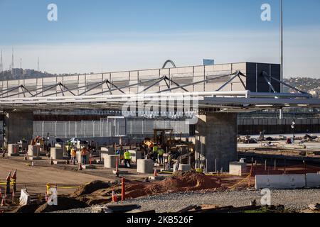 Construction is underway for more automobile entry options at the San Ysidro border crossing area from San Diego, CA to Tijuana, Mexico. 26.01.19 (Photo by John Fredricks/NurPhoto) Stock Photo