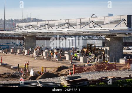 Construction is underway for more automobile entry options at the San Ysidro border crossing area from San Diego, CA to Tijuana, Mexico. 26.01.19 (Photo by John Fredricks/NurPhoto) Stock Photo