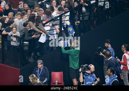 Kevin Meyer (Fra) signs an autograph during the Athletics Indoor Meeting of Paris 2019, at AccorHotels Arena (Bercy) in Paris, France on January 27, 2019. The Meeting de Paris Indoor is one of 16 events to make up the European Athletics Indoor Permit Meeting series. Five of them take place in France and the series runs through until 24 February with the All Star Perche in Clermont-Ferrand, less than one week before the start of the Glasgow 2019 European Athletics Indoor Championships. (Photo by Michel Stoupak/NurPhoto) Stock Photo