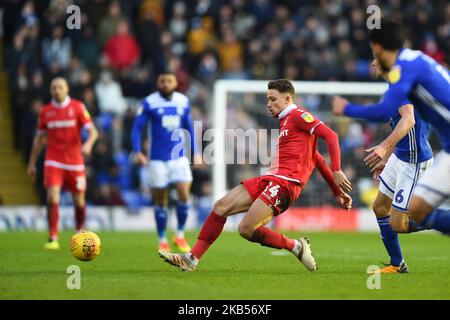 Matthew Cash (14) of Nottingham Forest passes the ball during the Sky Bet Championship match between Birmingham City and Nottingham Forest at St Andrews in Birmingham, UK on Saturday February 2, 2019. (Photo by MI News/NurPhoto) Stock Photo