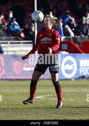 Katie Zelemof Manchester United Women during the SSE Women's FA Cup Fourth Round football match between Brighton and Hove Albion Women and Manchester United Women at The People's Pension Stadium, Crawley Town FC on February 03 in Crawley, England. (Photo by Action Foto Sport/NurPhoto)  Stock Photo