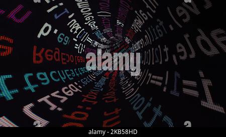 Driving through code data tunnel Stock Photo
