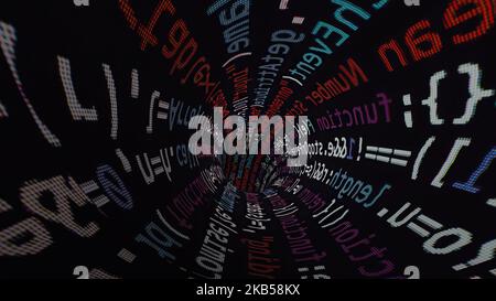Driving through code data tunnel Stock Photo