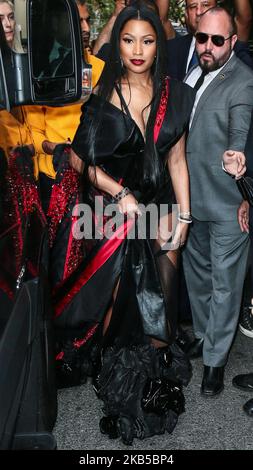 (FILE) Nicki Minaj Announces Retirement On Twitter. MANHATTAN, NEW YORK CITY, NY, USA - MAY 01: Rapper Nicki Minaj wearing H and M with a Mimi So ring seen departing the Carlyle Hotel to attend the 'Rei Kawakubo/Comme des Garcons: Art Of The In-Between' Costume Institute Gala on May 1, 2017 in Manhattan, New York City, New York, United States. (Photo by Image Press Agency/NurPhoto) Stock Photo