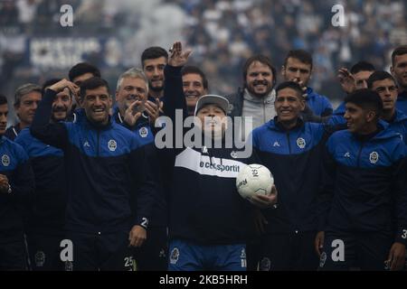 Diego Armando Maradona takes his first training session as head coach of Gimnasia y Esgrima de la Plata at Estadio Juan Carmelo Zerillo on September 8, 2019 in La Plata, Argentina. (Photo by MatÃas Baglietto/NurPhoto (Photo by MatÃas Baglietto/NurPhoto) Stock Photo