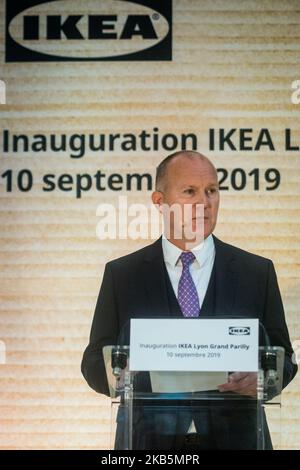 Ikea France CEO Walter Kadnar attends inauguration of the Ikea store in the Grand Lyon Parilly area in Venissieux near Lyon, France, on September 10, 2019. (Photo by Nicolas Liponne/NurPhoto) Stock Photo