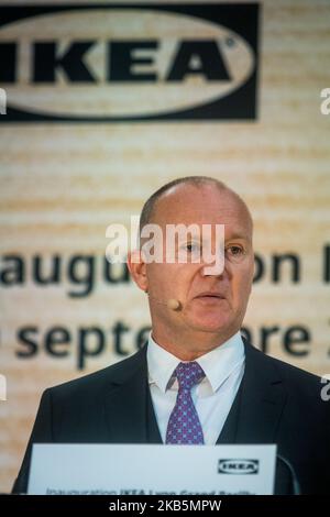 Ikea France CEO Walter Kadnar attends inauguration of the Ikea store in the Grand Lyon Parilly area in Venissieux near Lyon, France, on September 10, 2019. (Photo by Nicolas Liponne/NurPhoto) Stock Photo