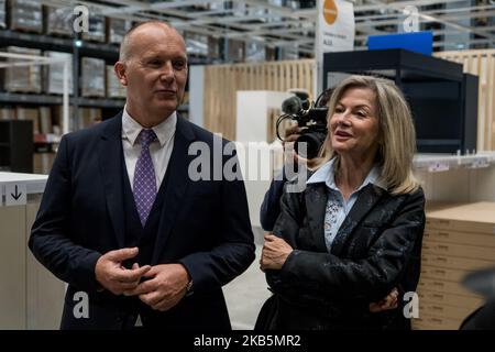 Ikea France CEO Walter Kadnar was present and Swedish Ambassador to France Veronika Wand-Danielsson attend inauguration of the Ikea store in the Grand Lyon Parilly area in Venissieux near Lyon, France, on September 10, 2019. (Photo by Nicolas Liponne/NurPhoto) Stock Photo