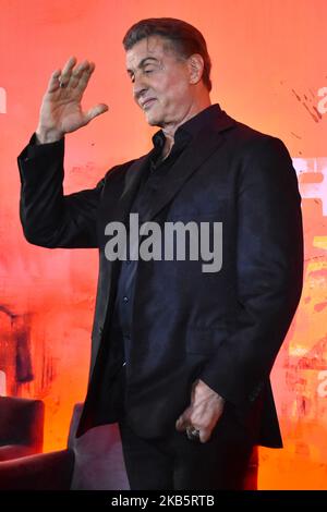 Sylvester Stallone poses for photos during Rambo: Last Blood film press conference at Four Season Hotel on September 12, 2019 in Mexico City, Mexico (Photo by Eyepix/NurPhoto) Stock Photo