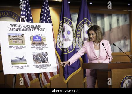 U.S. Speaker of the House Nancy Pelosi (D-CAlif) holds her weekly news conference on Capitol Hill, Washington D.C. September 12, 2019. (Photo by Aurora Samperio/NurPhoto) Stock Photo
