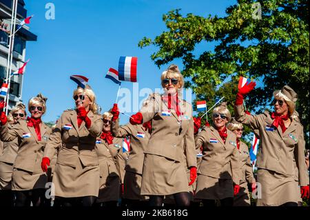 September 14th, Veghel. In 2019 is commemorating 75 years since Operation Market Garden took place. Operation Market Garden was one of the largest Allied operations of the Second World War. It took place on September 1944. At the time, the Allied Forces traveled from Belgium through several locations in the Netherlands, to finally end up in Nijmegen and Arnhem. The event started in the Belgian town of Leopoldsburg on September 14th. A military vehicle parade with around 600 army vehicles from the Second World War drove to Veghel in the Netherlands. (Photo by Romy Arroyo Fernandez/NurPhoto) Stock Photo