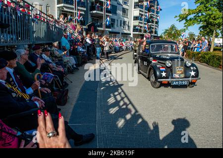 September 14th, Veghel. In 2019 is commemorating 75 years since Operation Market Garden took place. Operation Market Garden was one of the largest Allied operations of the Second World War. It took place on September 1944. At the time, the Allied Forces traveled from Belgium through several locations in the Netherlands, to finally end up in Nijmegen and Arnhem. The event started in the Belgian town of Leopoldsburg on September 14th. A military vehicle parade with around 600 army vehicles from the Second World War drove to Veghel in the Netherlands. (Photo by Romy Arroyo Fernandez/NurPhoto) Stock Photo