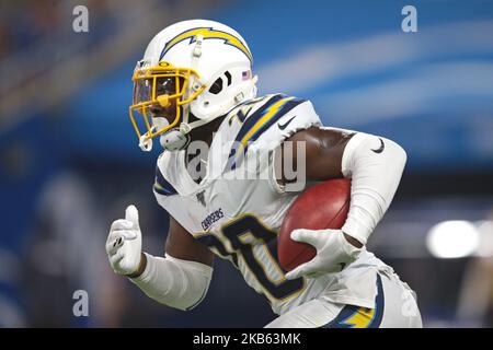 Los Angeles Chargers defensive back Desmond King (20) runs the ball during the second half of an NFL football game against the Detroit lions in Detroit, Michigan USA, on Sunday, September 15, 2019 (Photo by Jorge Lemus/NurPhoto) Stock Photo