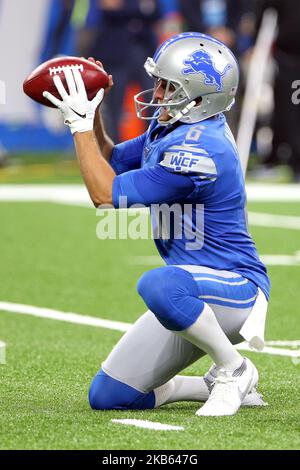 Detroit Lions punter Sam Martin (6) receives the catch for the kick during the first half of an NFL football game against the Los Angeles Chargers in Detroit, Michigan USA, on Sunday, September 15, 2019. (Photo by Amy Lemus/NurPhoto) Stock Photo
