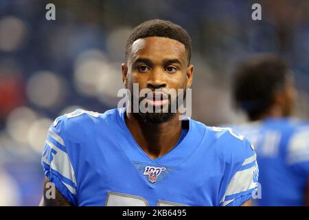 Detroit Lions cornerback Darius Slay (23) looks on during warmups before the first half of an NFL football game against the Los Angeles Chargers in Detroit, Michigan USA, on Sunday, September 15, 2019. (Photo by Amy Lemus/NurPhoto) Stock Photo