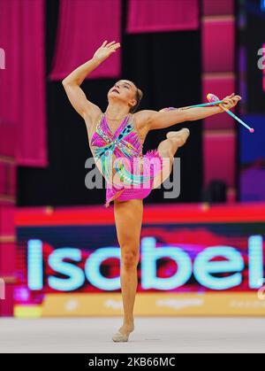 Isabella Schultz of Denmark during the 37th Rhythmic Gymnastics World Championships at the National Gymnastics Arena in Baku, Azerbaijan on September 18, 2019. (Photo by Ulrik Pedersen/NurPhoto) Stock Photo