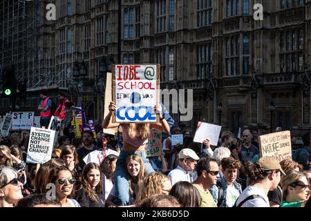 Global Youth Strike 4 Climate Change. Children of all ages came together in London, England to protest against Climate Change by going on strike during school time 20 September 2019. Organised by UK Student Climate Network (Photo by Robin Pope/NurPhoto) Stock Photo