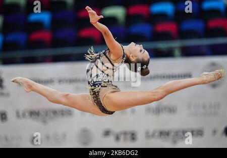 Dina Averina of Russia during the 37th Rhythmic Gymnastics World Championships at the National Gymnastics Arena in Baku, Azerbaijan on September 20, 2019. (Photo by Ulrik Pedersen/NurPhoto) Stock Photo