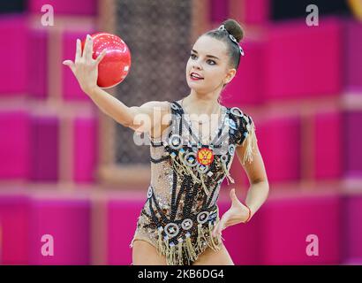 Dina Averina of Russia during the 37th Rhythmic Gymnastics World Championships at the National Gymnastics Arena in Baku, Azerbaijan on September 20, 2019. (Photo by Ulrik Pedersen/NurPhoto) Stock Photo