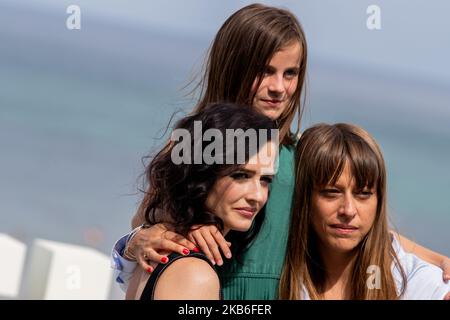 (L-R) Eva Green, Zelie Boulant Lemesle and Alice Winocour attends the 'Proxima' photocall during the 67th San Sebastian Film Festival in the northern Spanish Basque city of San Sebastian on September 21, 2019. (Photo by Manuel Romano/NurPhoto) Stock Photo