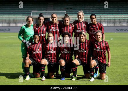 Team lineup of AC Milan during the Women Serie A match between AC Milan and Orobica at Stadio Brianteo on September 21, 2019 in Monza, Italy. (Photo by Giuseppe Cottini/NurPhoto) Stock Photo