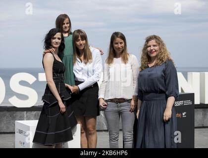 Eva Green, Alice Winocour, Zelie Boulant-Lemesle attend the 'Proxima' Photocall during the 67th San Sebastian Film Festival in the northern Spanish Basque city of San Sebastian on September 21, 2019. (Photo by COOLMedia/NurPhoto) Stock Photo