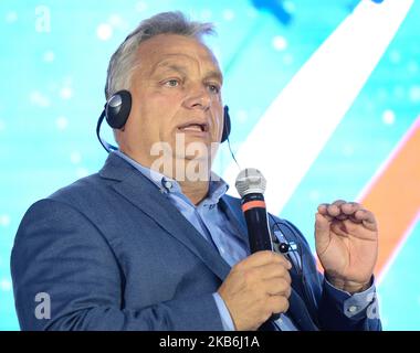 The Prime Minister Hungary Viktor Orban during Atreju 2019 the feast of young people of the Fratelli d'Italia party, on the Tiber Island on September 21, 2019 in Rome, Italy. (Photo by Silvia Lore/NurPhoto) Stock Photo
