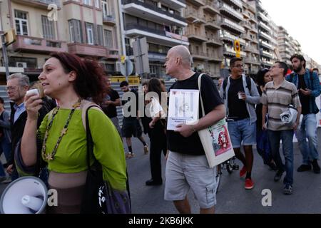 Protest march on the occasion of one year since the death of Zak Kostopoulos. Zak has beaten till death near Omonoia square in Athens, Thessaloniki, Greece on September 21.2019. (Photo by Achilleas Chiras/NurPhoto) Stock Photo