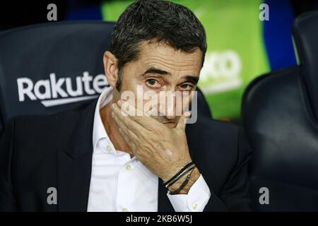 Ernesto Valverde from Spain of FC Barcelona during the La Liga match between FC Barcelona and Vilareal in Camp Nou Stadium in Barcelona 24 of September of 2019, Spain. (Photo by Xavier Bonilla/NurPhoto) Stock Photo