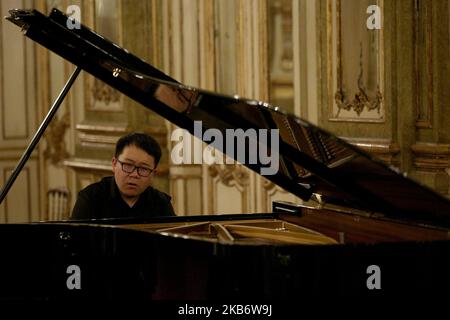 Chinese Pianist Xinyan Wang performs at the Queluz National Palace in Sintra, Portugal on September 24, 2019. (Photo by Pedro FiÃºza/NurPhoto) Stock Photo
