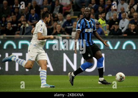Romelu Lukaku of FC Internazionale in action during the Serie A match between of FC Internazionele and SS Lazio at Stadio Giuseppe Meazza on September 25, 2019 in Milan, Italy. (Photo by Giuseppe Cottini/NurPhoto) Stock Photo