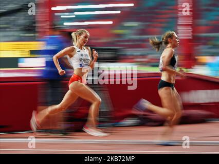 Alicja Konieczek of Poland competing in the 3000 meter steeple chase for women during the 17th IAAF World Athletics Championships at the Khalifa Stadium in Doha, Qatar on September 27, 2019. (Photo by Ulrik Pedersen/NurPhoto) Stock Photo