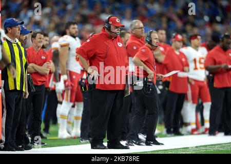 Kansas City Chiefs head coach Andy Reid is seen during the first half of an NFL football game against the Detroit Lions in Detroit, Michigan USA, on Sunday, September 29, 2019 (Photo by Jorge Lemus/NurPhoto) Stock Photo