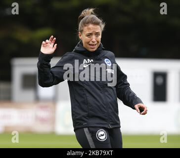 Brighton and Hove Albion Women Assistant manager Amy Merricks during Barclay's FA Women's Super League match between Arsenal Women and Brighton and Hove Albion Women at Meadow Park Stadium on September 29, 2019 in Boreham wood, England (Photo by Action Foto Sport/NurPhoto) Stock Photo