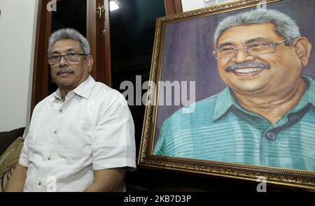 Sri Lanka's presidential candidate of Sri Lanka Podujana Peramuna and former defence secretary Gotabaya Rajapaksa poses at his residence in Colombo, Sri Lanka on 31 October 2018. (Photo by Tharaka Basnayaka/NurPhoto) Stock Photo