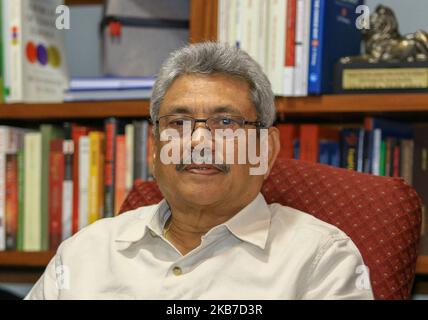 Sri Lanka's presidential candidate of Sri Lanka Podujana Peramuna and former defence secretary Gotabaya Rajapaksa poses at his residence in Colombo, Sri Lanka on 31 October 2018. (Photo by Tharaka Basnayaka/NurPhoto) Stock Photo